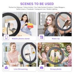10" Professional LED Ring Light Kit with Adjustable Tripod Stand and Phone Holder