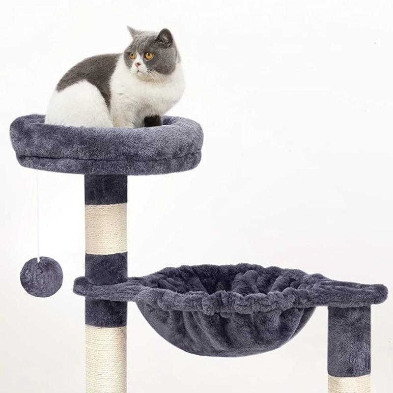 Indoor Cat Tower with Hammock and Scratching Post